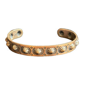Vintage Small Native American Copper Cuff Bracelet Etched Decor Native American